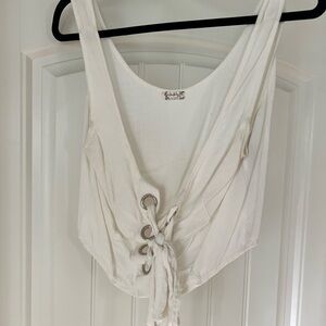 Stylish Free People White Lace-Up Women's Top